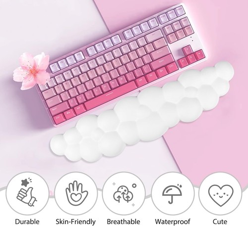 Leather Cloud Keyboard Wrist Rest with Non-Slip Base and Comfort Support - Afbeelding 6 van 9