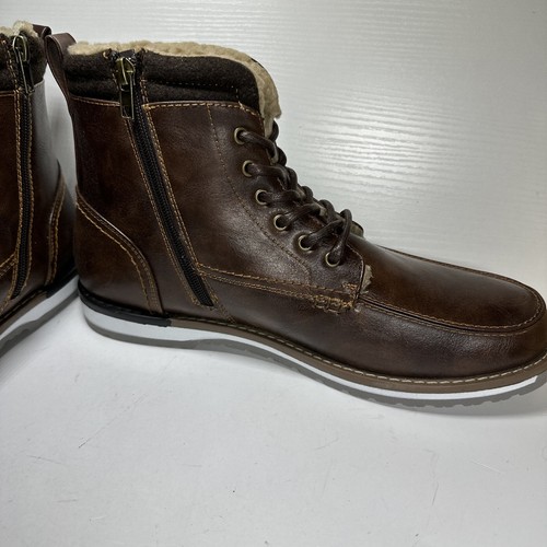 Stivali uomo Harrison Myles marroni zip laterale casual foderati in pelliccia mocassino taglia 11 nuovi senza scatola - Foto 5 di 9