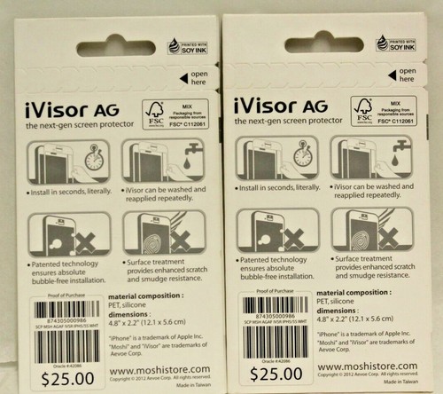 Apple iPhone 5, 5s, or 5c Screen Protector by Moshi iVisor AG Black or White - Picture 7 of 9