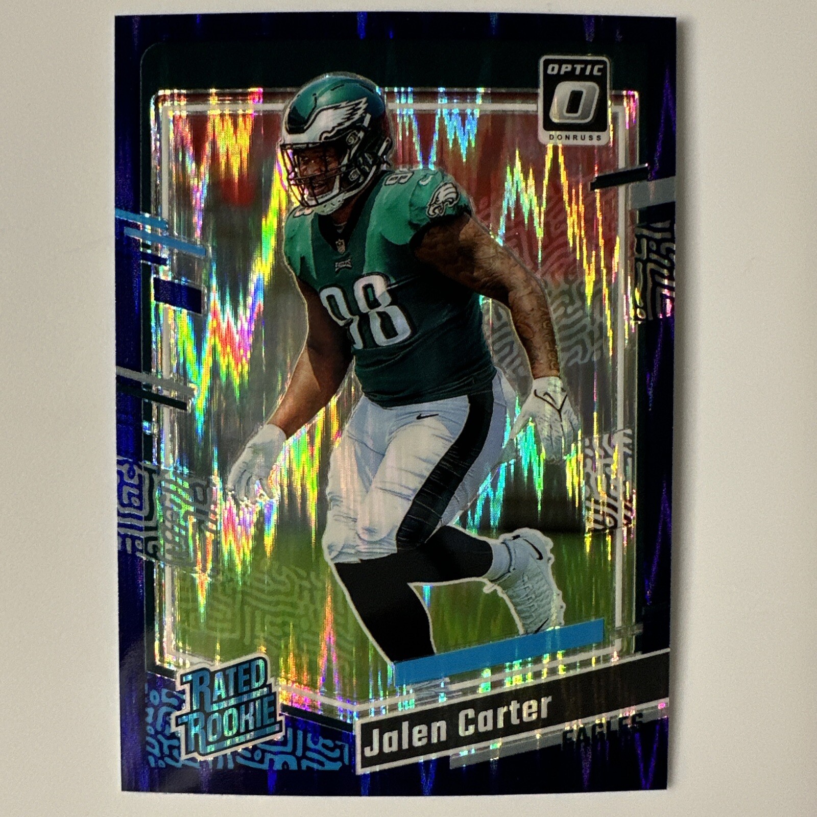 Jalen Carter RC 2023 Optic Purple Shock Prizm shock #281 Rated Rookie SP Eagles
