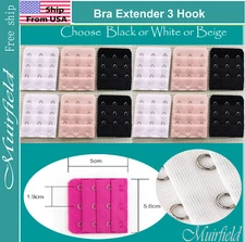 Bra Extender 3 Hook Extension Black or White or Beige -US SELLER