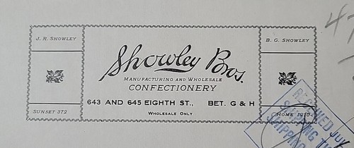 1908 Antique Document, Showley Bros. San Diego, California, Signé B G Showley - Photo 1 sur 8