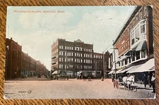 1915 Postcard Washington Square Scene Haverhill, Mass