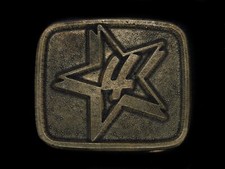 UB03160 VINTAGE 1970s  UNKNOWN LOGO  ADVERTISEMENT BRASSTONE BELT BUCKLE