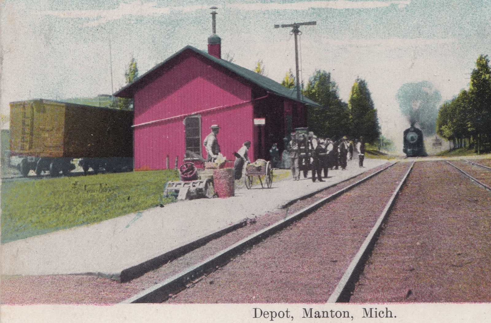 RR c.1910 MANTON MI TSBY Tuscola & Saginaw Bay RR built 1898 became GR