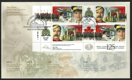 🍁Canada   #1736/1737a LLpb   "R.C.M.P."   Brand New  1998 First Day Cover