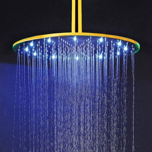 Bath Select 20" Gold Tone Round Color Changing LED Rain Shower Head - BTD007-3G - Picture 2 of 6