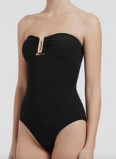  201 Jets Women's Black Solid Bandeau One-Piece Swimsuit Size AU 10 / US 6