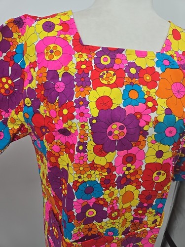 Vintage Design House Hippie 60s 70s Smock Dress, Flower Power Medium Boho - Picture 5 of 22