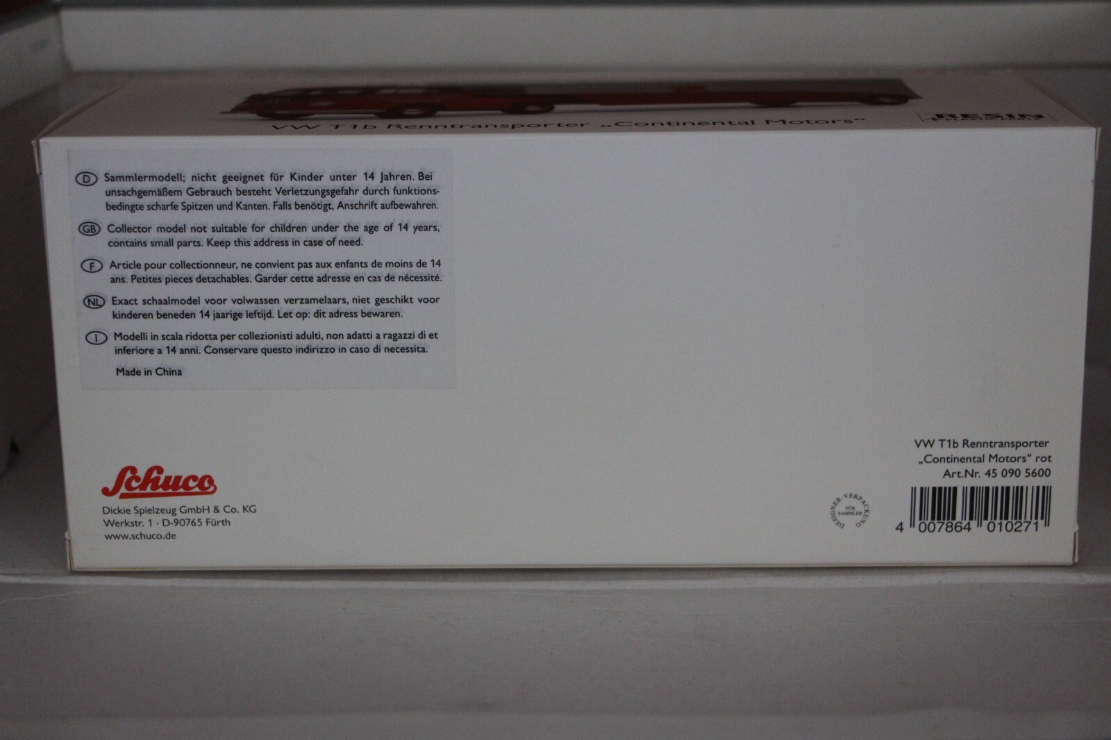 1:43 SCHUCO VW T1b furgone da corsa "Continental Motors", rosso, SCH09056; OPV foto 4