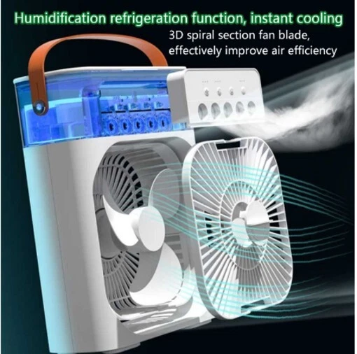 Mini Air Cooler Fan Portable Air Conditioner Personal Cooling Fan Humidifier LED - Image 3 of 4