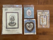 Vintage Lot of 4 Needle Point Cross Stitch Stitchery Kits By Various Designers