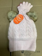 WONDER NATION PINK SKY WINTER GLOVES / HAT BEANIE SET OSFA