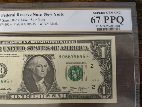 2013 $1 ST✯R Bill from NY "FRB" UNC-GEM PCGS "67PPQ" DUPLICATE - B 0 66 7469 5 ✯ - Picture 11 of 22