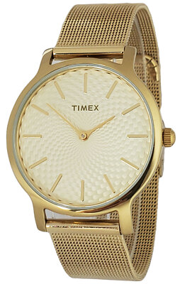 Timex TW2T25900 Metropolitan Women's Round Analog Watch Gold-Tone Steel Bracelet