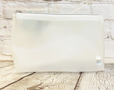 CLINIQUE Beauty Transparent White Travel Pouch Toiletry Clutch Cosmetic Bag