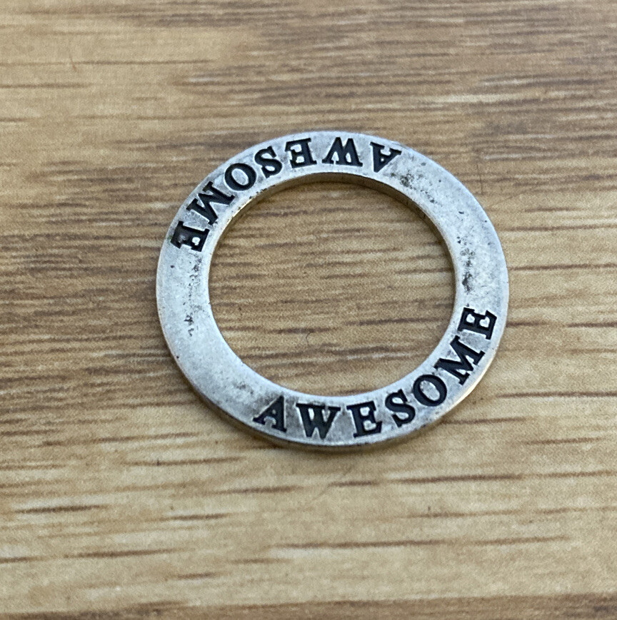 AWESOME Charm Round Circle Affirmation Charm Pend… - image 2