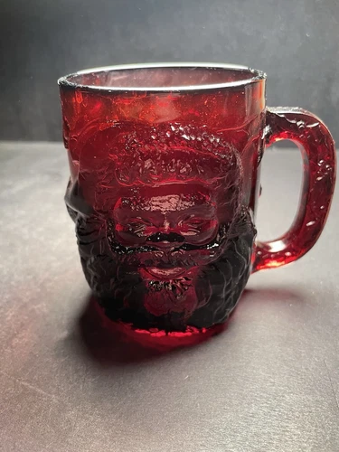 Vintage Arcoroc Ruby Glass Santa Mug