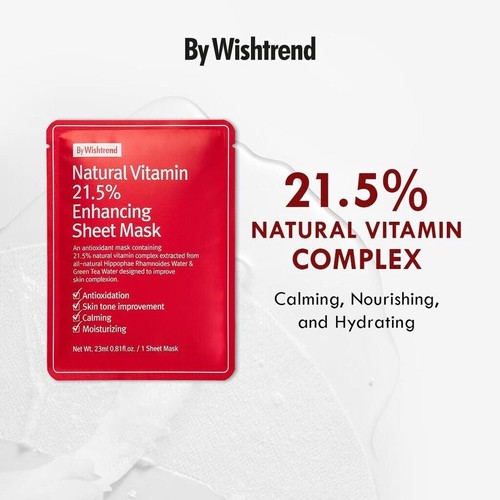 WISHTREND Natural Vitamina 21.5 Hoja Mejoradora Mascarilla Calma e Hidratante 23 ml 5x - Imagen 9 de 9
