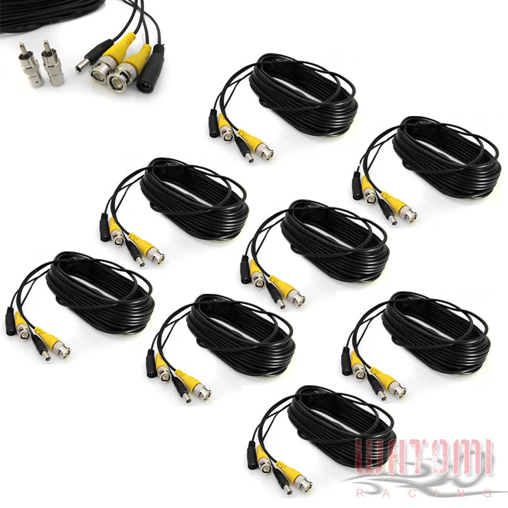 WATOMIRACING AUTO PARTS 8X 50FT 15M BNC CCTV DVR SECURITY CAMERA SYSTEM VIDEO DC POWER COAX CABLE WIRE