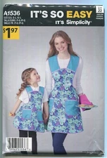 Simplicity A1536 EASY CHILD'S & MISSES' APRONS SZ CH 3-8 MS 10-20 UNCUT 2013