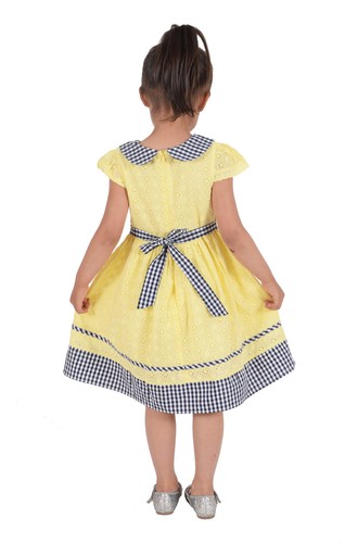 Vestido de Verano Niñas Algodón Floral Bordado Rosa Caliente Amarillo 4 5 6 7 8 Años - Imagen 6 de 7