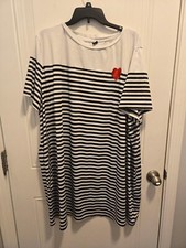 Women's Shein Snappy Short Sleeve Dress - Size 28/30 - Black & White w/Red Heart