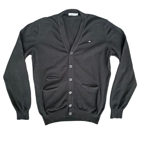 J. LINDEBERG Womens Black Button Front Pockets Cardigan Golf Sweater Size Large