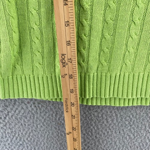 Suéter Lauren Ralph Lauren Mujer Pequeño Verde Seda Cachemira Cable Tejido Capucha Cuello - Imagen 8 de 11