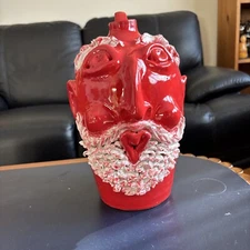 Vicky Miller face jug , pottery, folk art Ugly Santa Edition Christmas Rare