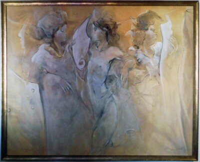 Jurgen Gorg ''Ensemble IV'' Acrylic on canvas custom framed Hand Signed Make Offer