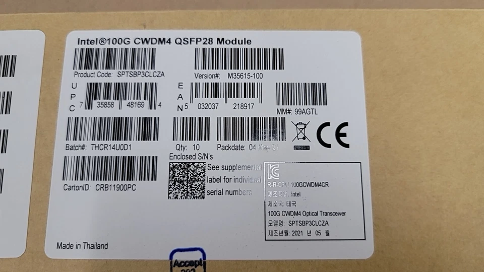 Intel 100G CWDM4 QSFP28 Module  (SPTSBP3CLCZA) – 10pack sealed - Image 2 of 4