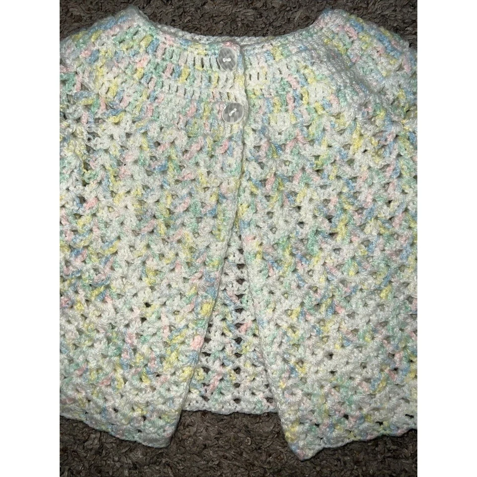 Cárdigan Suéter Bebé Crochet Pastel Multicolor - Imagen 2 de 4