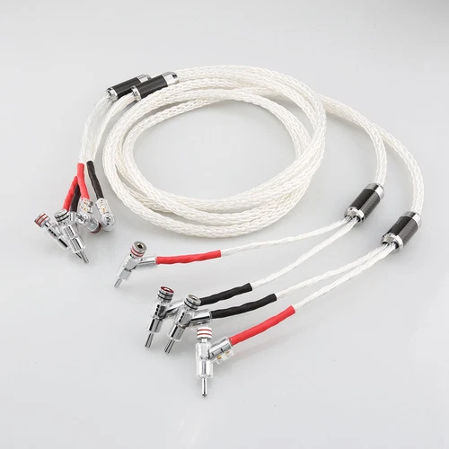 8 AWG Silver Plated OCC HIFI Speaker Wire Cable with Rhodium Locking Banana plug