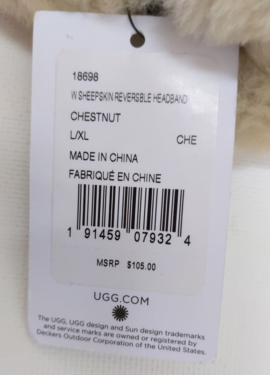 $105 NWT UGG L/XL Headband Sheepskin Reversible Chestnut Womens | eBay