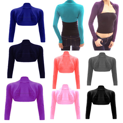 Damen Schlichter Bolero Shrug Langarm Leicht Offener Cardigan Top 8-22