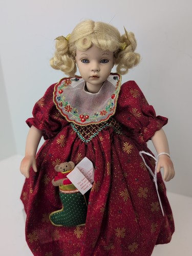 12” Dolls By Pauline Porcelain Cloth Doll Paulette Blonde Girl Christmas #SA