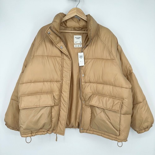 NWT Abercrombie & Fitch Oversized Utility Puffer Jacket, Size XL, Light Brown - Picture 8 of 13