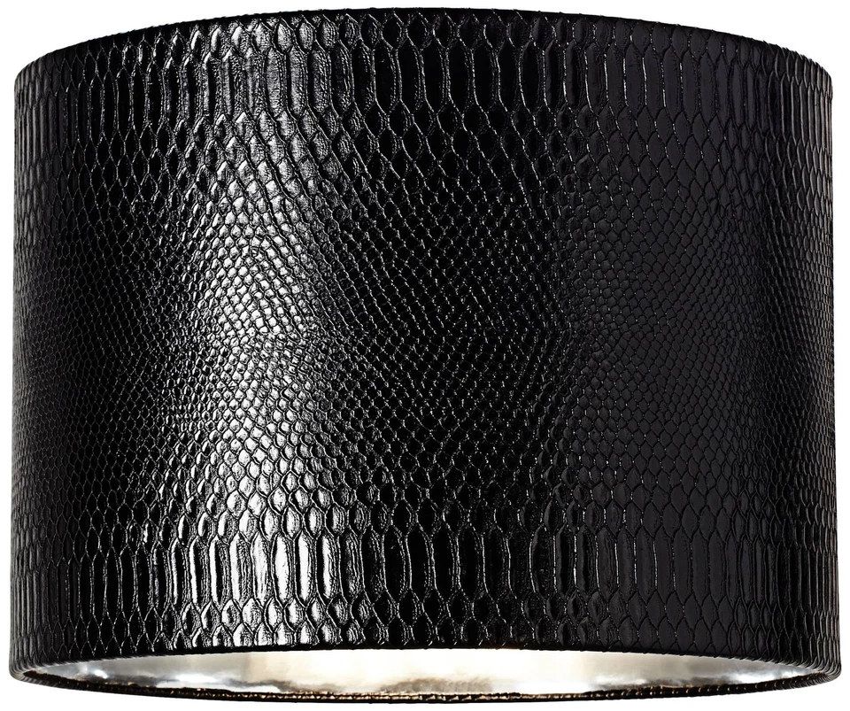 Springcrest Reptile Print Black Set of 2 Drum Shades 15x15x11 (Spider) - Image 3 of 4