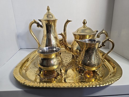 Vintage Plated Coffee And Tea Service Set, Made In India - Picture 2 of 21