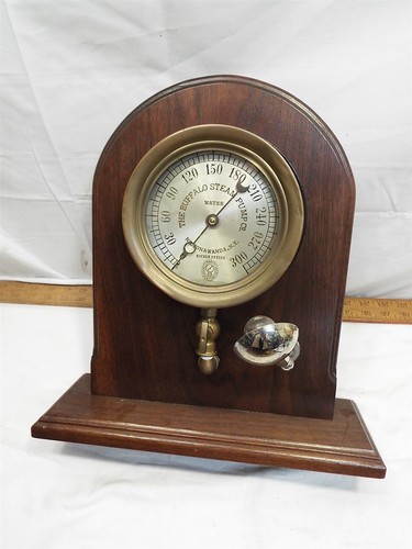 Lighted Buffalo Steam Pump Water Pressure Gauge Steampunk Industrial NY Punk