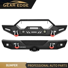 Front / Rear Bumper for 2007- 2018 Jeep Wrangler JK JKU Unlimited w/ Led Lights