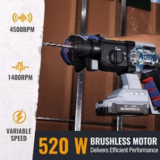WORKPROX 20V Cordless Rotary Hammer Drill Lightweight SDS Hammer Drill for Home