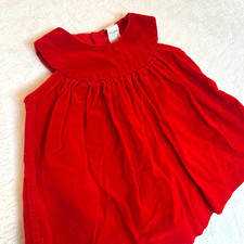 Vintage Baby Red Cotton Dress 80s 90s Sleeveless Toddler Holiday 12 24M