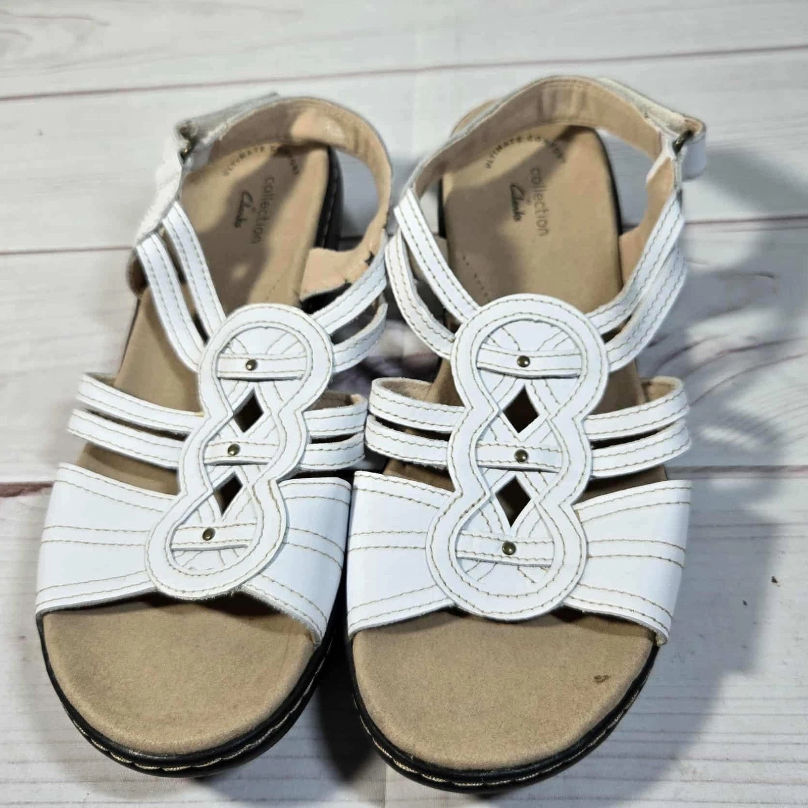 Clarks Collection Sandali in pelle bianca con cinturino comodo Donna 7 5