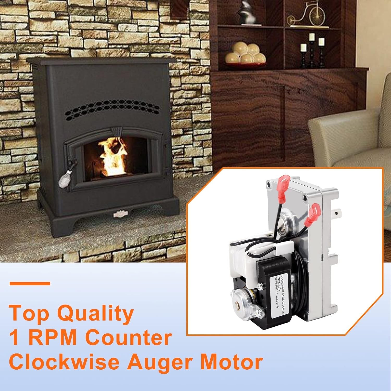 Replacement 80488 Auger Motor for Vogelzang & Pellet Stoves, 1 RPM CCW