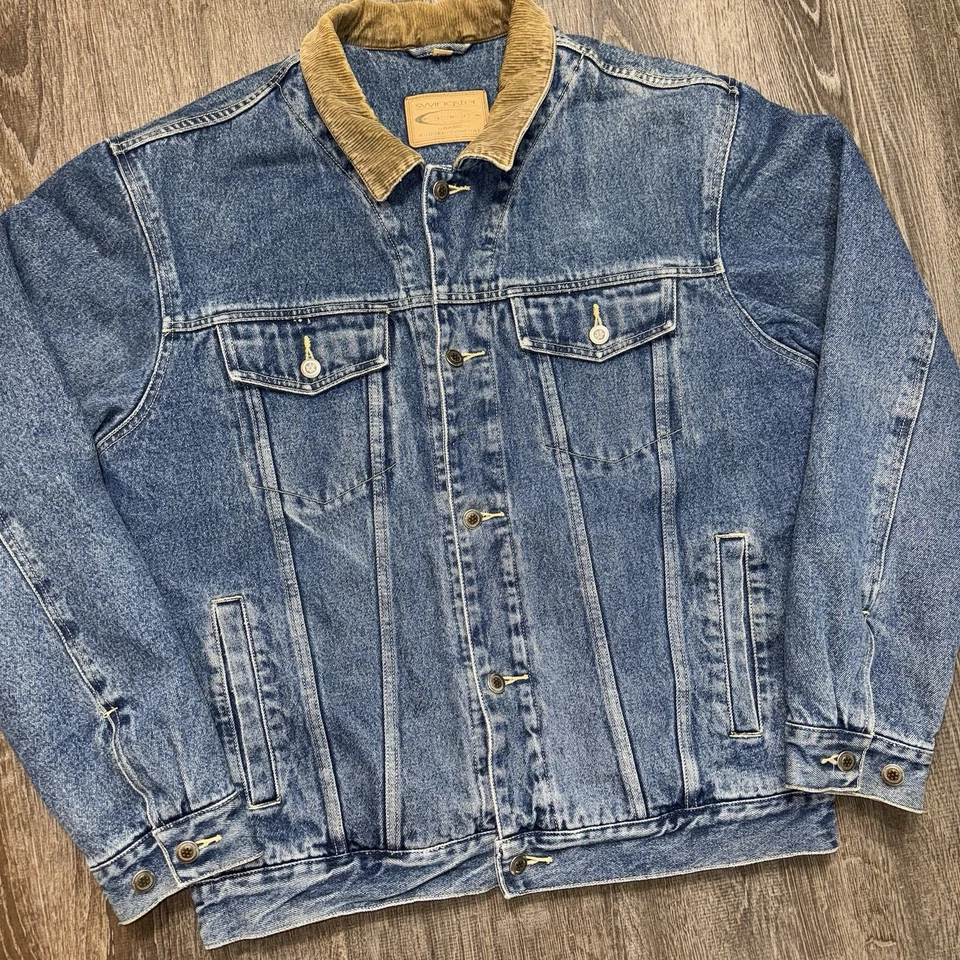 Swingster Vintage Denim Jean Jacket Mens Medium Button Up Long Sleeve Quilted - Image 2 of 4