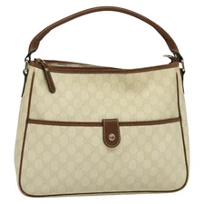 GUCCI GG Supreme Shoulder Bag PVC White Gold 189898 Auth yk18307