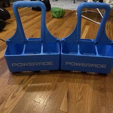 Two Powerade Blue Bottle Holder s Carrier Sports Squeeze Bottles 32 Ounce Drink