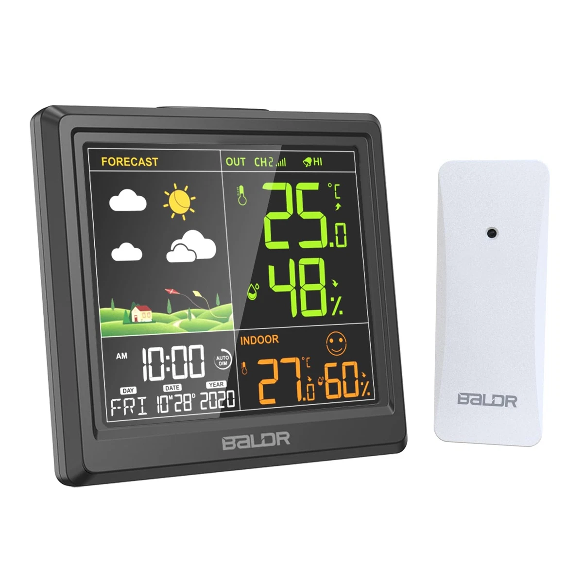Stazione Meteorologica Wireless Con Sensore Esterno, Termometro Interno Ed Esterno Igrometro Barometro Display Lcd Con Sveglia Data Previsioni Del Tempo Fase Lunare Sveglia 86140231
